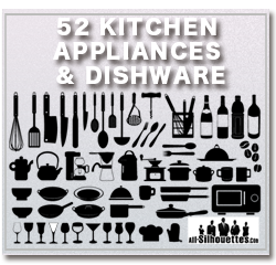 Illustrator情報 50 様々な調理器具のベクターイラストが揃ったキッチンシルエット素材が無料 商用利用可 Layout50